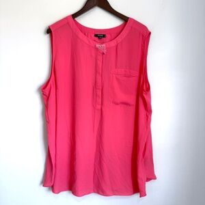 PREMISE STUDIO New Womens Plus 3X Coral Sleeveless 1/2 Button Blouse RR17